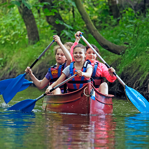 Canoeing on the river in the UK